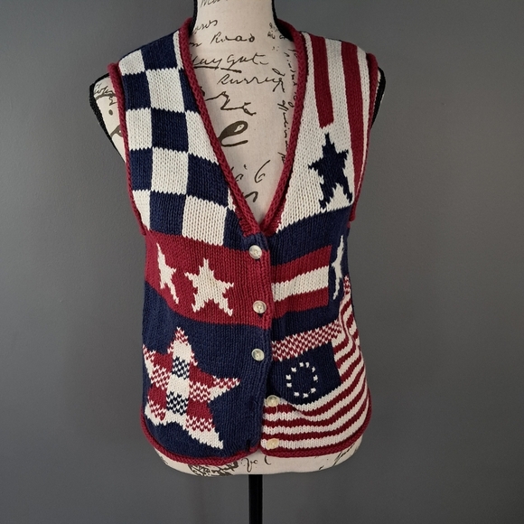 Vintage Limited Too 90s 4th Of July American Themed Vest Button Front Size 10 - Picture 1 of 6